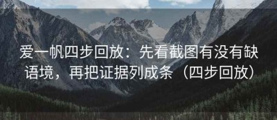爱一帆四步回放：先看截图有没有缺语境，再把证据列成条（四步回放）