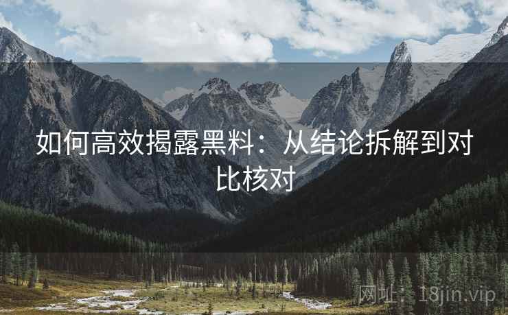 如何高效揭露黑料：从结论拆解到对比核对
